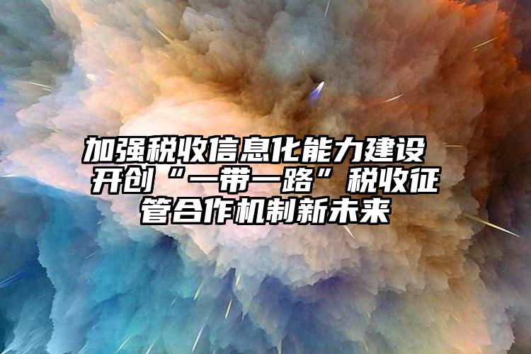 加強稅收信息化能力建設 開創“一帶一路”稅收征管合作機制新未來